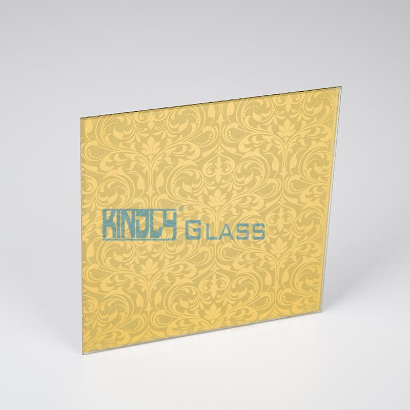 Acid Etched + Golden Yellow Coated Jacquard Glass F